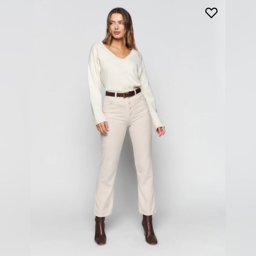Reformation Cynthia Button Fly High Rise Straight Corduroy Pants